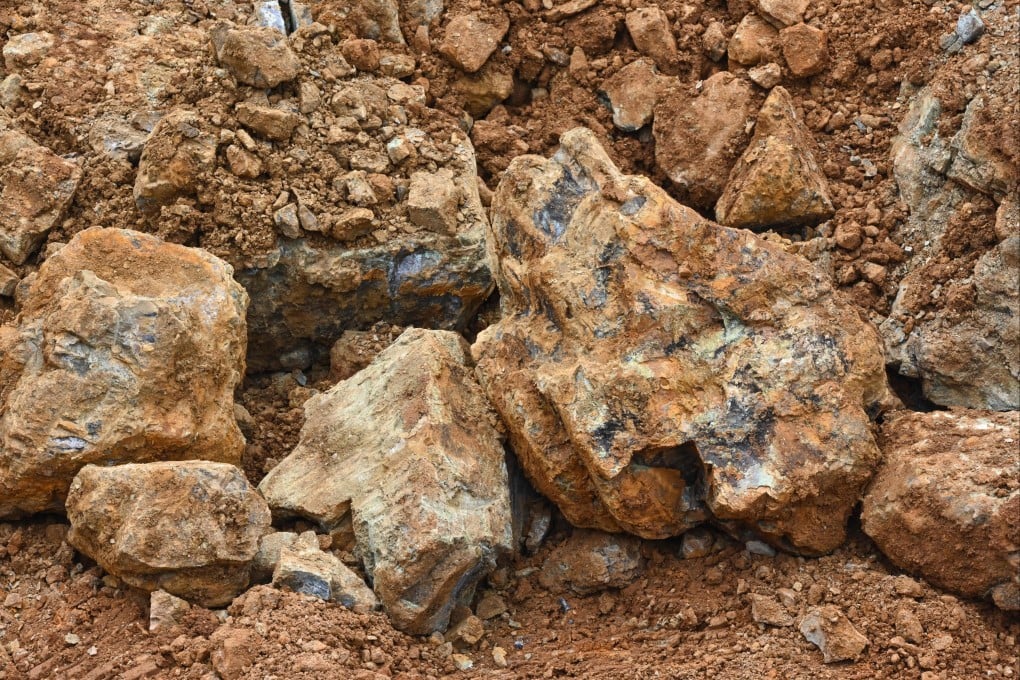Rocks from a nickel mining site operated by Gema Kreasi Perdana (GKP) on Wawonii island in Indonesia’s Sulawesi on February 8, 2023. Photo: AFP.
