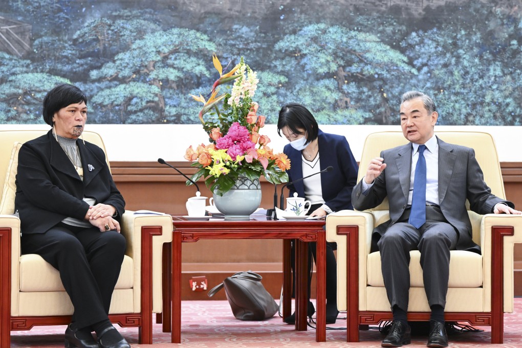 Politburo member Wang Yi (right) holds talks with New Zealand Foreign Minister Nanaia Mahuta in Beijing on Friday. Photo: Xinhua