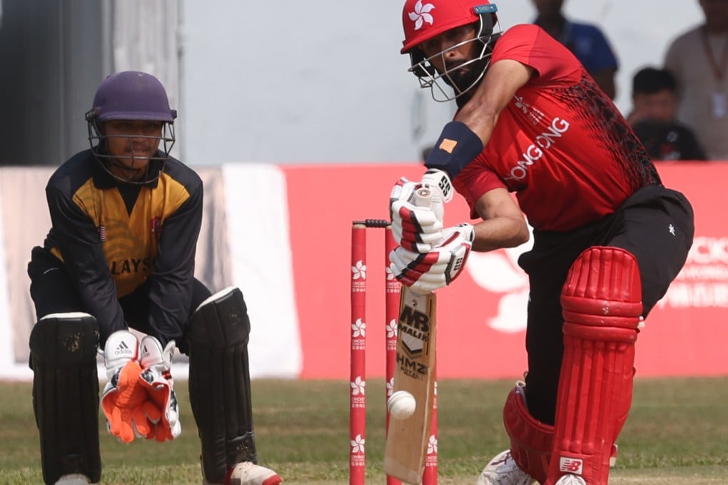 Hong Kong captain Nizakat Khan drives the ball during his side’s one-day game against Malaysia at Tin Kwong Road Recreation Ground. Photo: Yik Yeung-man