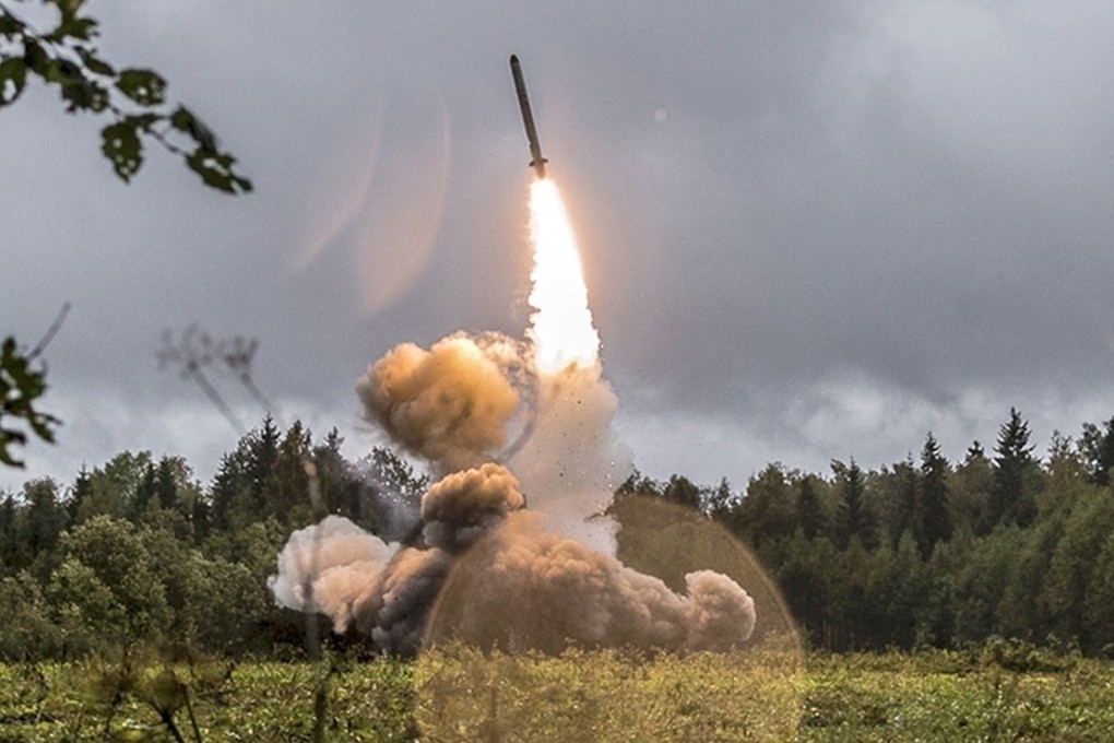 Russian Iskander short-range missile systems can be fitted with conventional or nuclear warheads. File photo: Russian Defence Ministry Press Service via AP