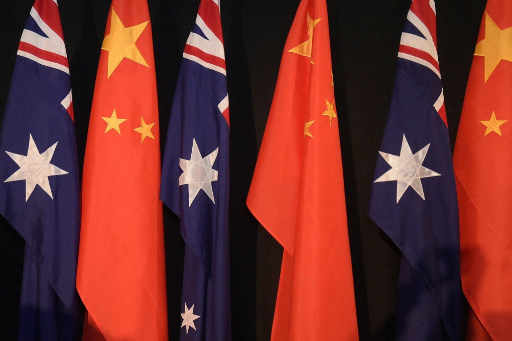National flags of China and Australia in Canberra. Photo: AFP