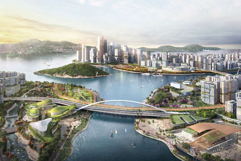 An artist’s impression of the artificial islands off Lantau. Photo: Legco