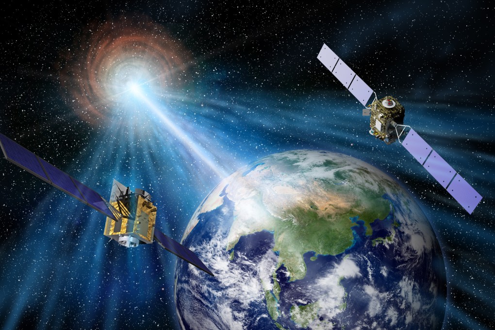 GECAM-C (right) and Insight-HXMT observations of BOAT in orbit. Illustration: IHEP
