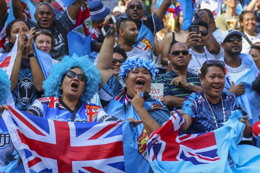 Fiji fans cheer on the third day of the 2018 Hong Kong Sevens at Hong Kong Stadium. Photo: May James