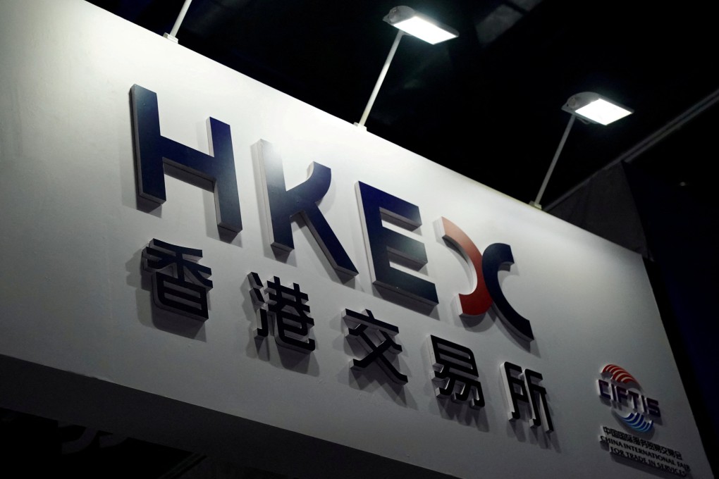 A Hong Kong Exchanges and Clearing (HKEX) logo, pictured in Beijing on September 4, 2020. Photo: Reuters