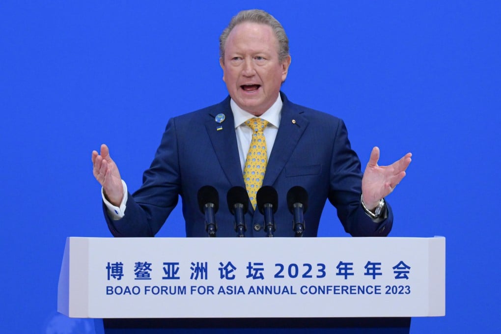 Australian billionaire Andrew Forrest during a speech at the Boao Forum for Asia Annual Conference 2023 in Boao, south China’s Hainan Province, on Thursday. Photo: Xinhua