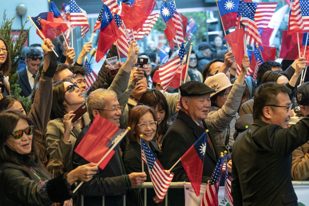 Supporters gather as Taiwanese President Tsai Ing-wen arrives at a hotel in New York on Wednesday, her first US visit since 2019. Photo: Reuters