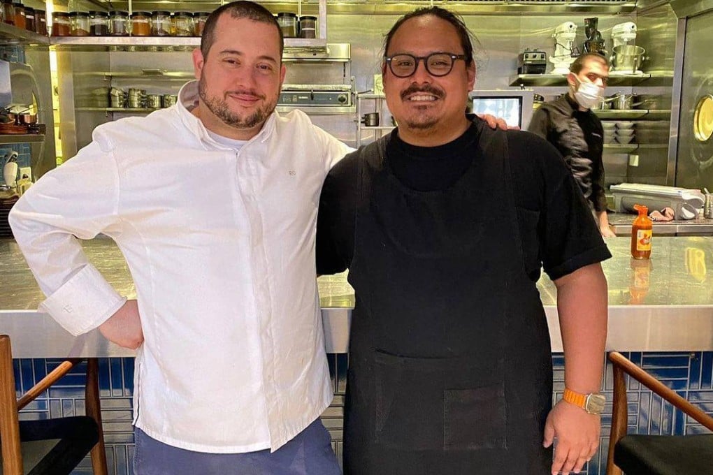 Ricardo Chaneton (left) and Jordy Navarra of Manila’s Toyo Eatery at Mono in Hong Kong. The chefs served a four-hands dinner - and compared notes on their cultural and culinary influences Photo: Mono
