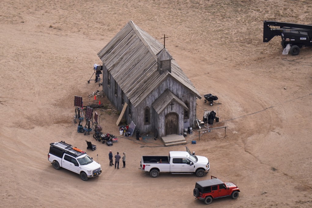 The film set of “Rust” is seen in from the air at Bonanza Creek Ranch in Santa Fe, New Mexico, in October 2021. Photo: AP