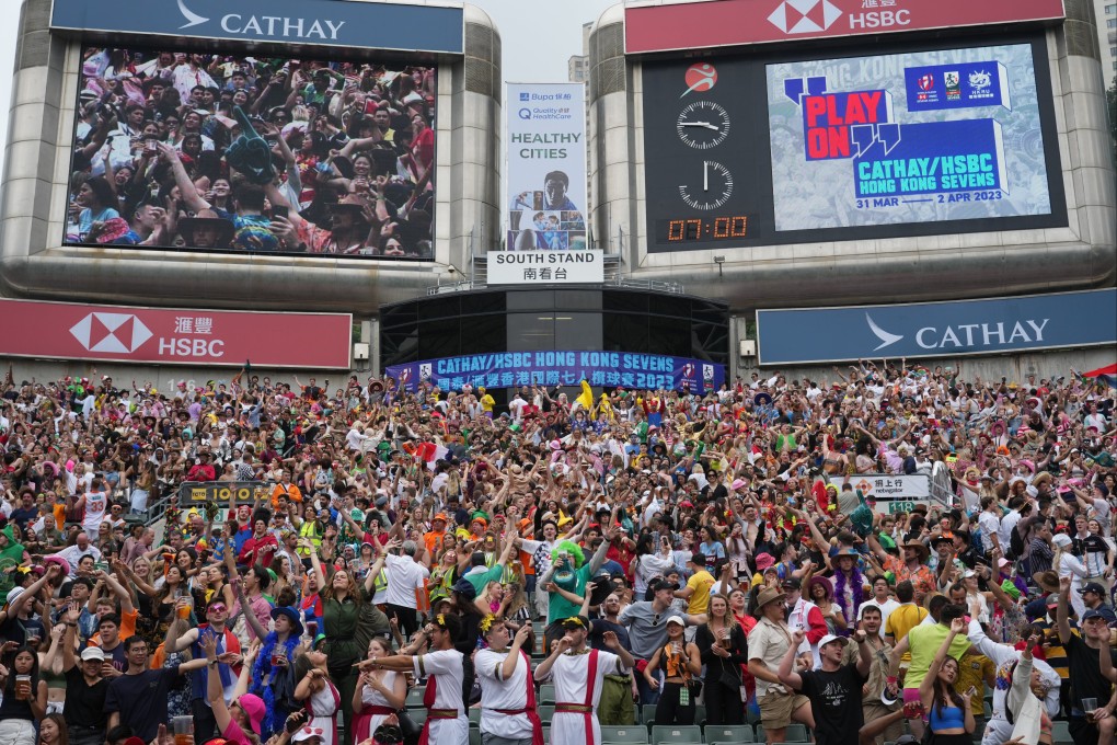 Fans in the South Stand at the 2023 Hong Kong Sevens. Photo: Sam Tsang