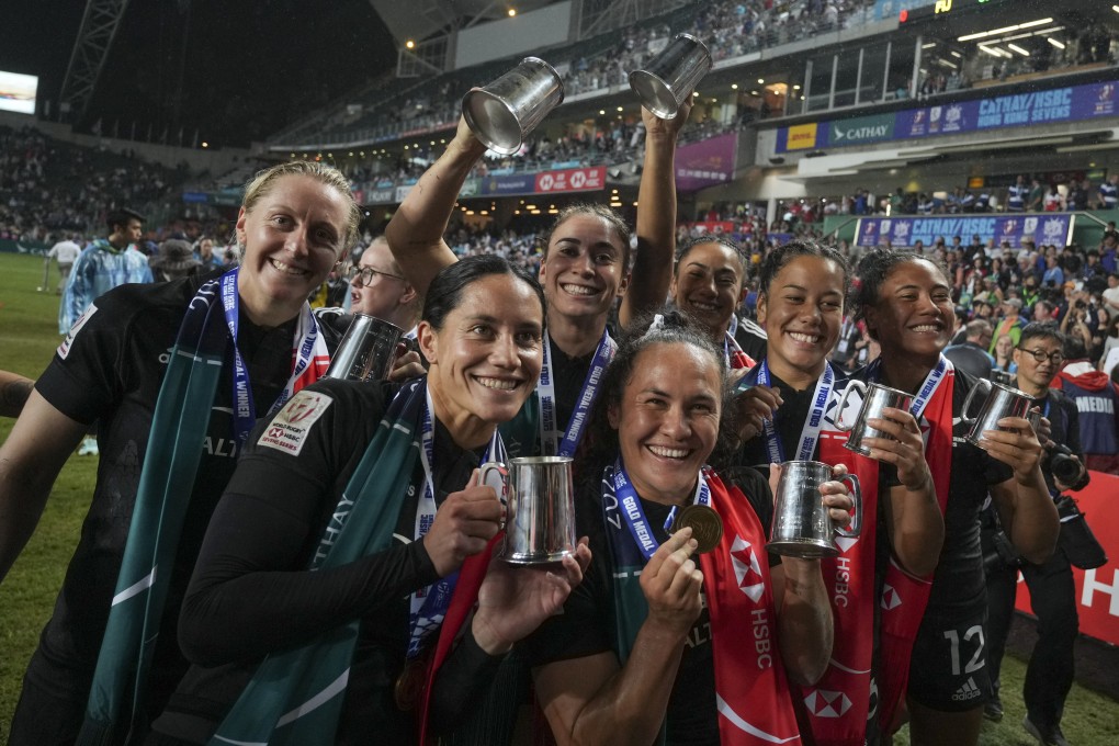 The New Zealand woman’s team celebrate victory over Australia in the Cup final. Photo: Sam Tsang