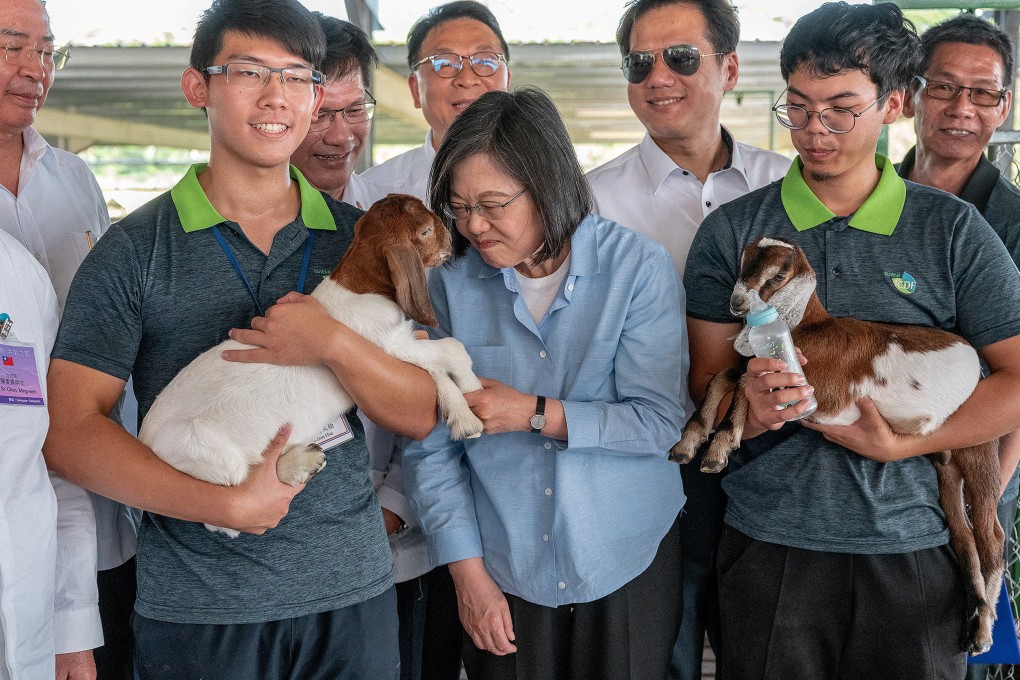 Tsai Ing-wen pictured on a visit to a farm in Belize on Tuesday. She will later travel to California. Photo: Reuters