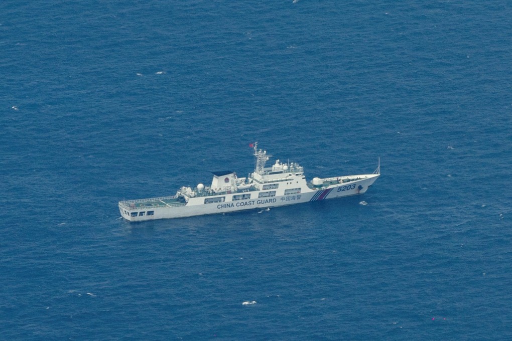 A Chinese coastguard vessel in the South China Sea, near the Philippine-occupied Thitu Island, in the disputed Spratly Islands. Photo: Reuters