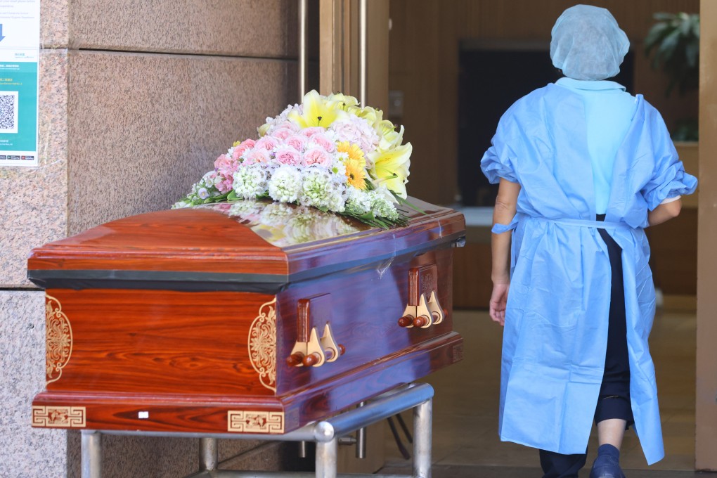 A coffin is seen at Cape Collinson Crematorium in April 2022. Photo: Dickson Lee