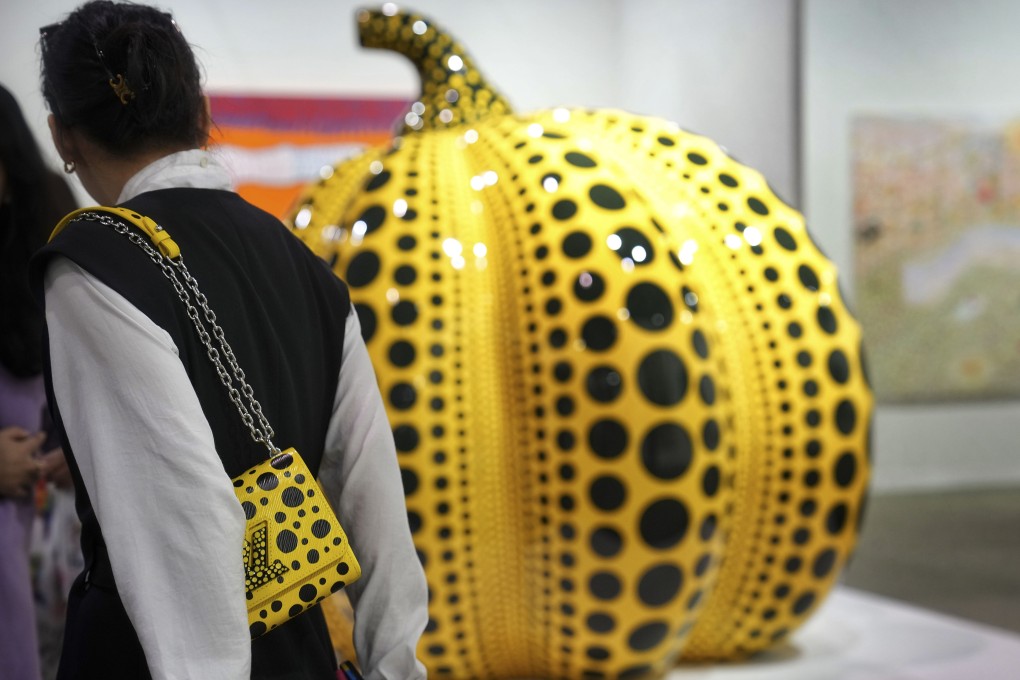 A work by Japanese artist Yayoi Kusama is displayed during Art Basel Hong Kong 2023. This year’s edition was the first staging of the art fair since Hong Kong’s and mainland China’s strict Covid-19 curbs ended. Photo: Elson Li