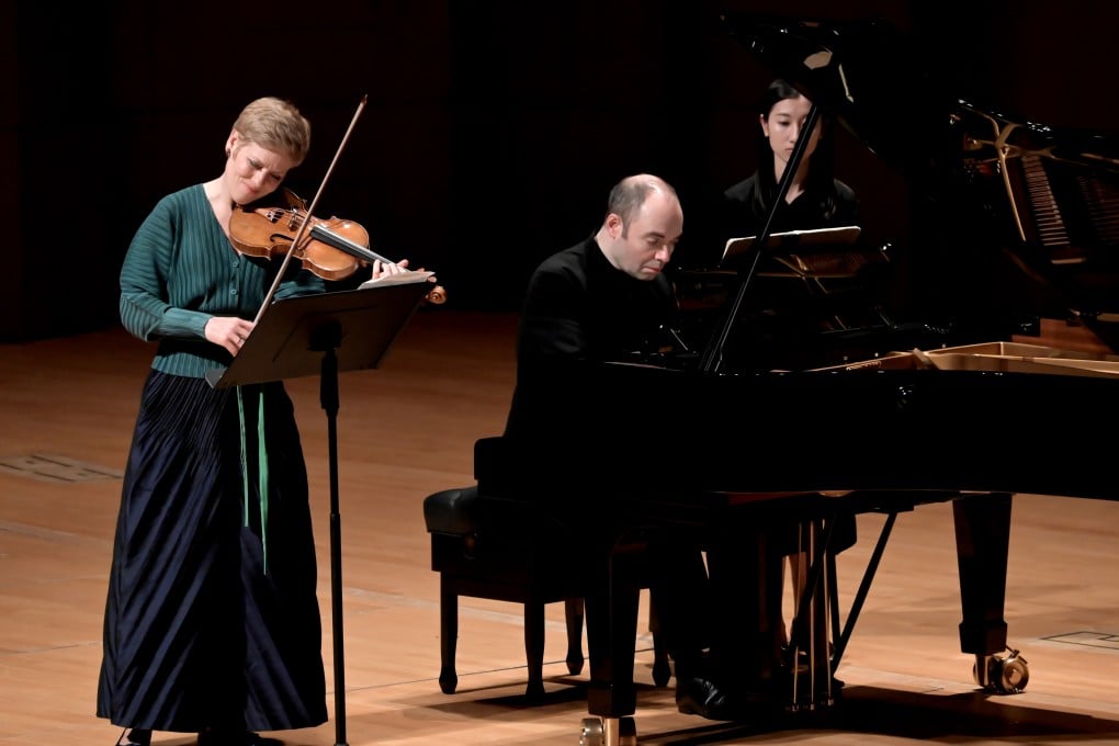 German violinist Isabelle Faust and Russian pianist Alexander Melnikov perform during their cycle of three concerts presenting Beethoven’s 10 sonatas for violin and piano in the Grand Hall of the Lee Shau Kee Lecture Centre at the University of Hong Kong. Photo: HKU Muse