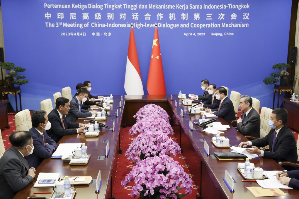 Top Chinese diplomat Wang Yi held talks with Luhut Binsar Panjaitan, Indonesia’s coordinator for cooperation with China.  Photo: Xinhua