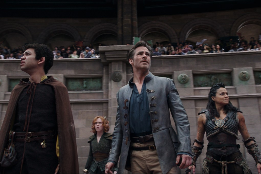 From left, Justice Smith, Sophia Lillis, Chris Pine and Michelle Rodriguez in “Dungeons & Dragons: Honor Among Thieves”, the latest Hollywood adaptation of the board and video game. Photo: Paramount Pictures/TNS