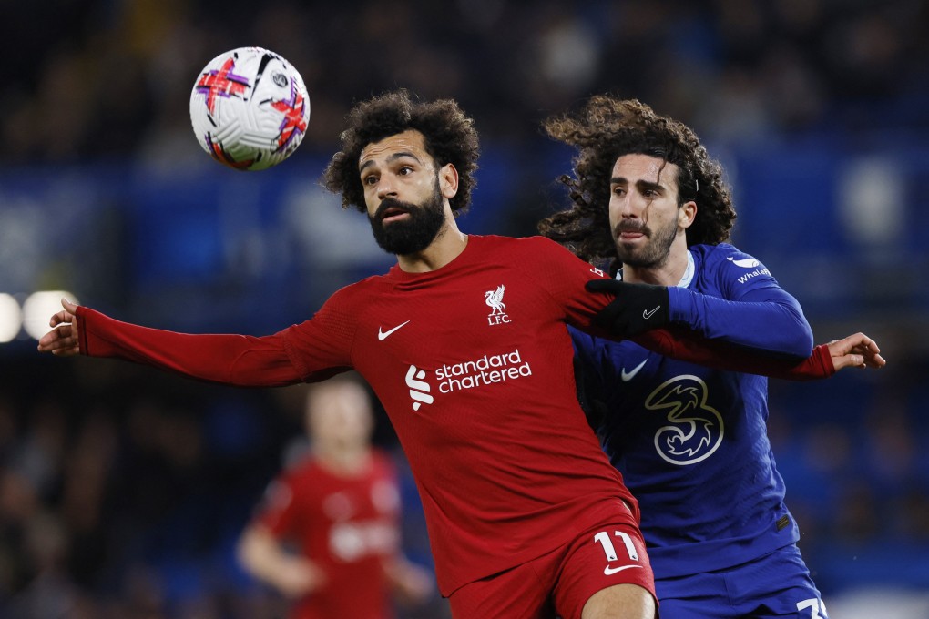 Liverpool’s Mohamed Salah in action with Chelsea’s Marc Cucurella. Photo: Reuters