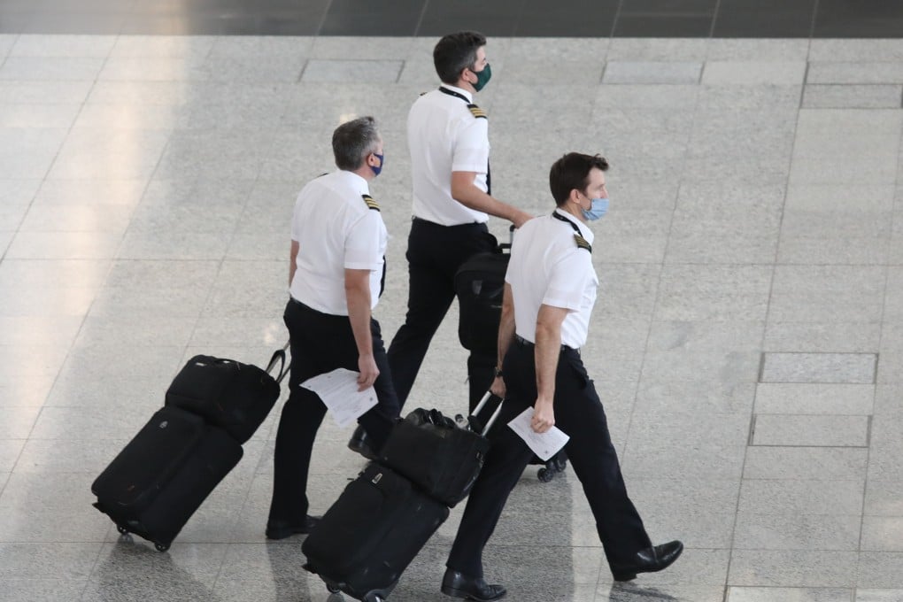 Pilots at the arrival hall in the Hong Kong International Airport. The new The initiative would mark the first close collaboration between Hong Kong and the mainland over training pilots. Photo: Yik Yeung-man