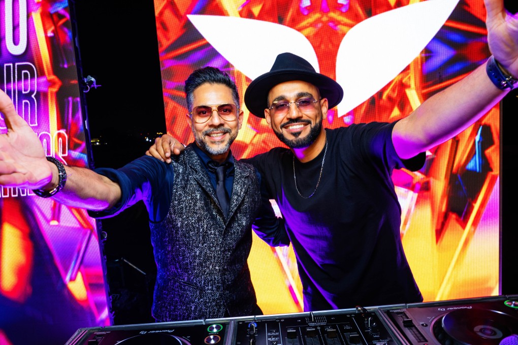 Vishen Lahkiani (left) and DJ Bliss at Mindvalley Live Dubai. Lakhiani co-founded Mindvalley in 2002. Photo: Mindvalley Live Dubai