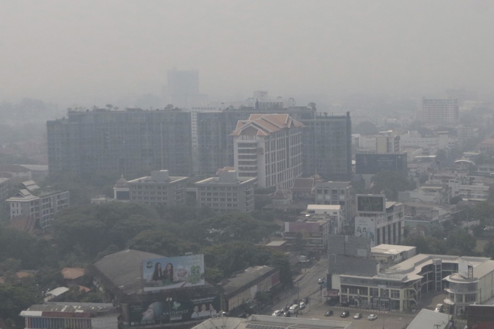 A thick layer of smog covers the city of Chiang Mai in northern Thailand last month. Photo: AP