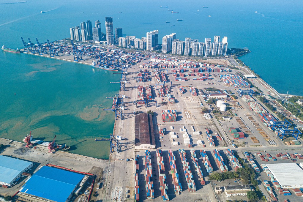 An aerial view of the container terminal at Haikou Port in Hainan. The free-trade port is expected to be a game-changer for China’s economy. Photo: Xinhua