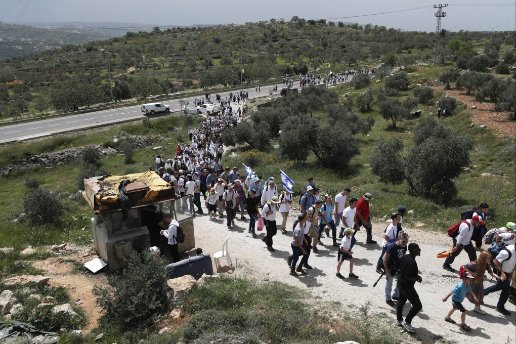Israeli far-right supporters during a West Bank rally on Monday. Photo: EPA-EFE