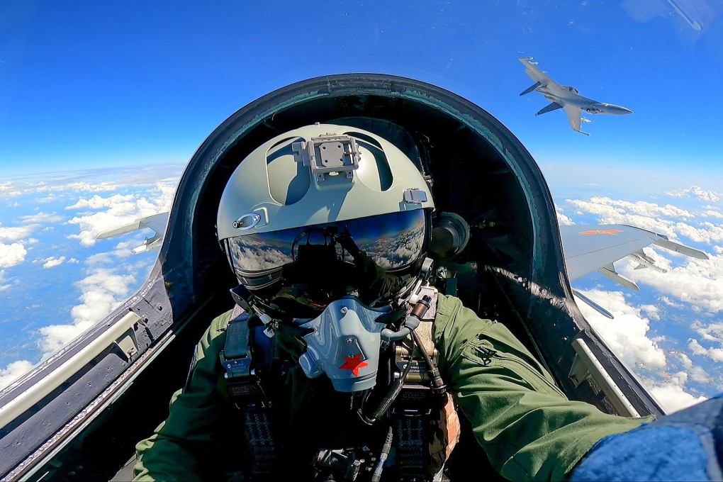 A PLA fighter jet pilot takes part in drills around Taiwan on Monday. Photo: EPA-EFE / Xinhua