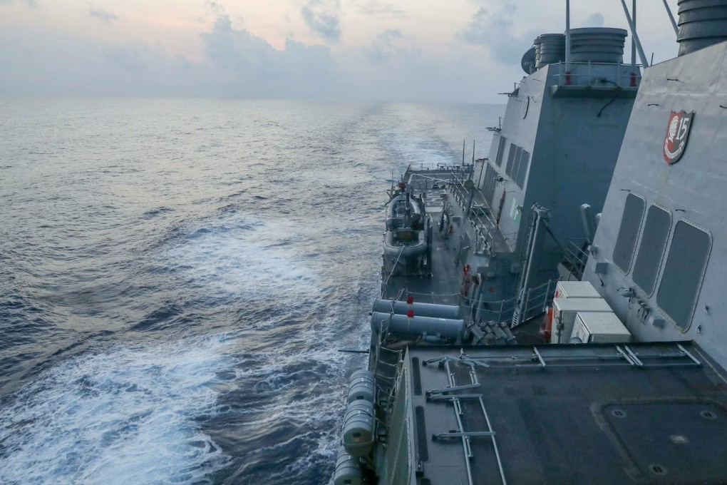 The Arleigh Burke-class guided-missile destroyer USS Milius is seen at an undisclosed location in the South China Sea, in a picture released on April 10. America’s military expansion in China’s neighbourhood gives Beijing a pretext to increase its military mobilisation. Photo: US Navy handout via Reuters