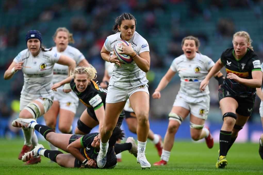 Exeter Chief’s Nancy McGillivray breaks through the Harlequins defence during a Women’s Allianz Premier 15s game at Twickenham in March. Photo: Getty Images