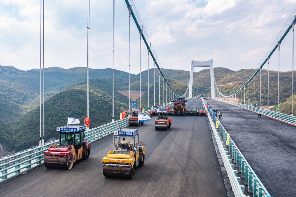The Jinfeng Wujiang River Bridge in southwest China’s Guizhou province is a major infrastructure project in the indebted region. Photo: Xinhua