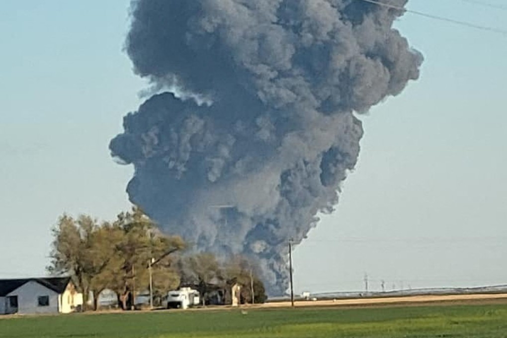Smoke rises at the Southfork Dairy Farms in Texas on Tuesday after an explosion and a fire killed around 18,000 cows. Photo: Castro County Emergency Management/Local News X/TMX via Reuters