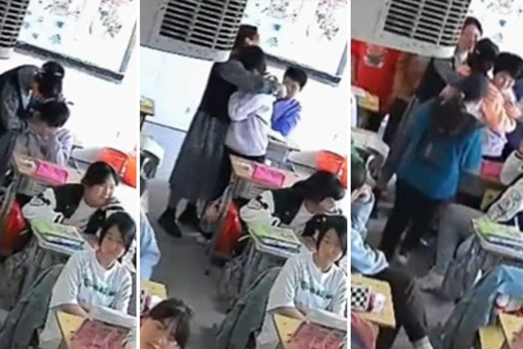 The girl’s distress was caused by a film shown in class about parental love, as her own mother had abandoned her, and her father had died. Photo: SCMP composite/Douyin