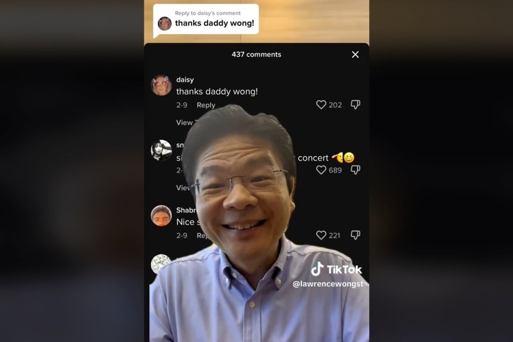 Singapore’s Deputy Prime Minister and Finance Minister Lawrence Wong answers questions on TikTok. Photo: Internet