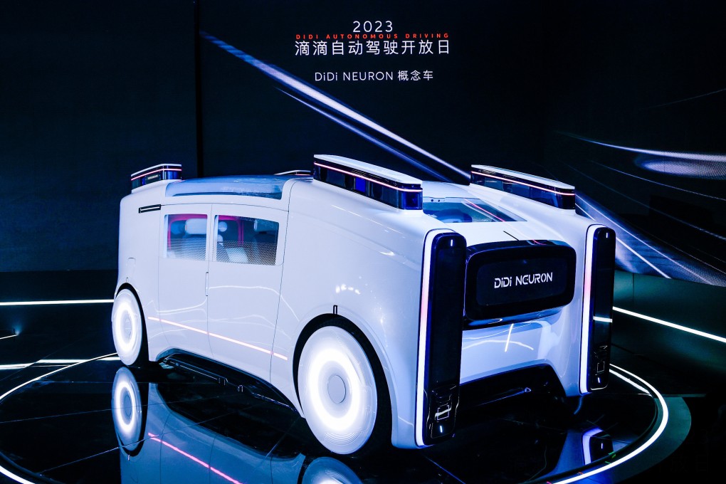 Chinese ride-hailing giant Didi Chuxing unveils its robotaxi concept car the Neuron in Shanghai, April 13, 2023. Photo: Handout