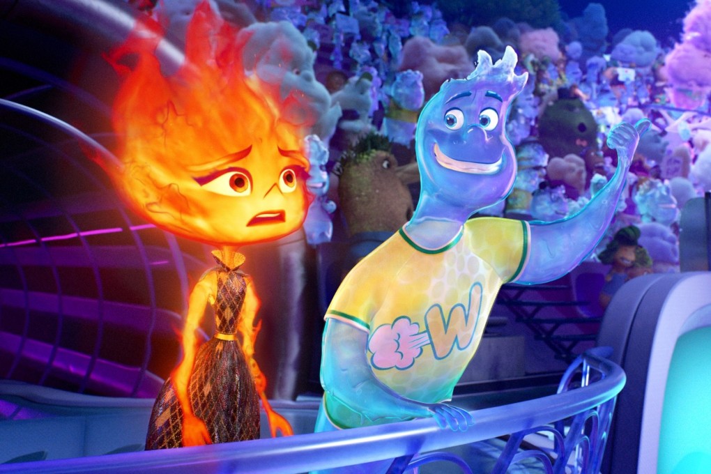 Ember, a fire element and Wade, a water element, in a still from “Elemental”. The team behind Disney and Pixar’s upcoming animated film discuss its messages about family and tolerance, and what makes their movie special. Photo: Disney/Pixar