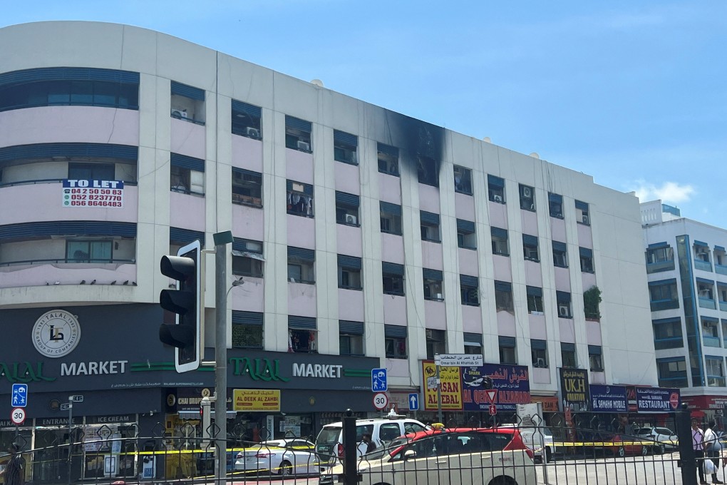 Smoke marks caused by a fatal fire are seen on a building in Dubai in the United Arab Emirates on Sunday. Photo: Reuters