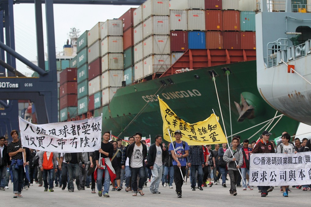 Dock workers went on strike for 40 days in 2013. Photo: SCMP
