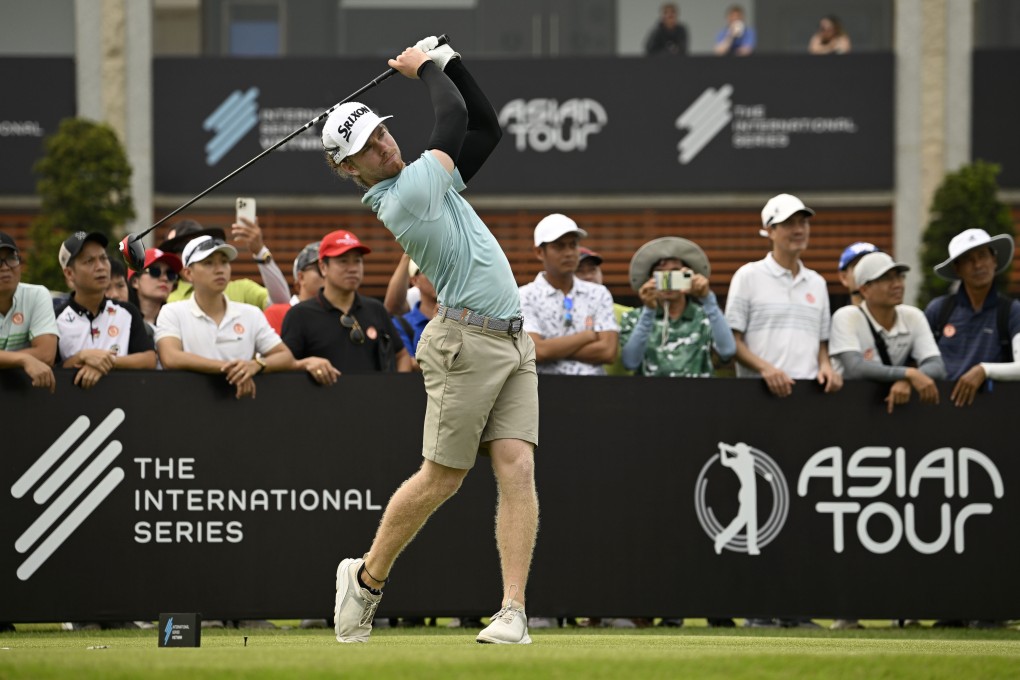 International Series Vietnam winner Kieran Vincent from Zimbabwe tees off at the start of his final round at KN Golf Links. Photo: Asian Tour