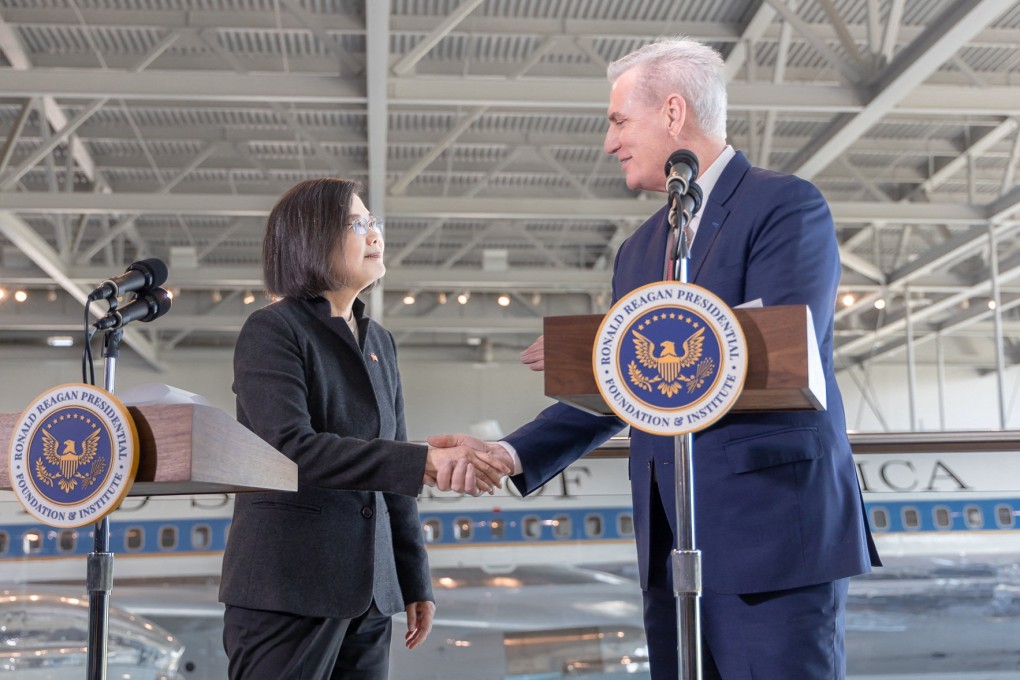Taiwanese President Tsai Ing-wen meets with US Speaker of the House Kevin McCarthy. Photo: Reuters