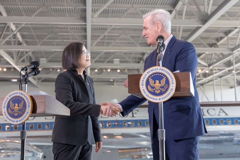 Taiwanese President Tsai Ing-wen meets with US Speaker of the House Kevin McCarthy. Photo: Reuters