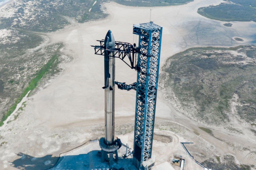 SpaceX Starship’s full stack on its launchpad near Brownsville, Texas, US. Photo: SpaceX / Handout via Reuters