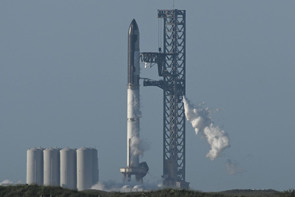 Elon Musk’s SpaceX Starship rocket was due to have lifted off on Monday from its launchpad in Texas but the launch was postponed. Photo: AFP