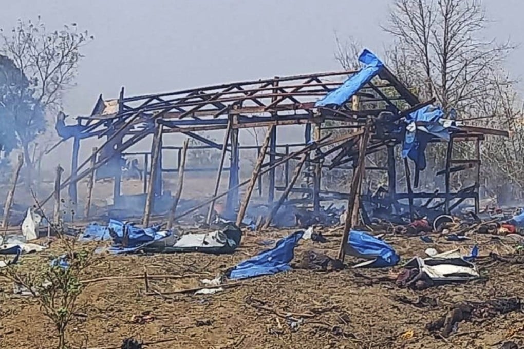 Witnesses and independent media reports said dozens of villagers in central Myanmar have been killed in an air attack carried out by the Southeast Asian country’s military government on April 11. Photo: Kyunhla Activists Group via AP
