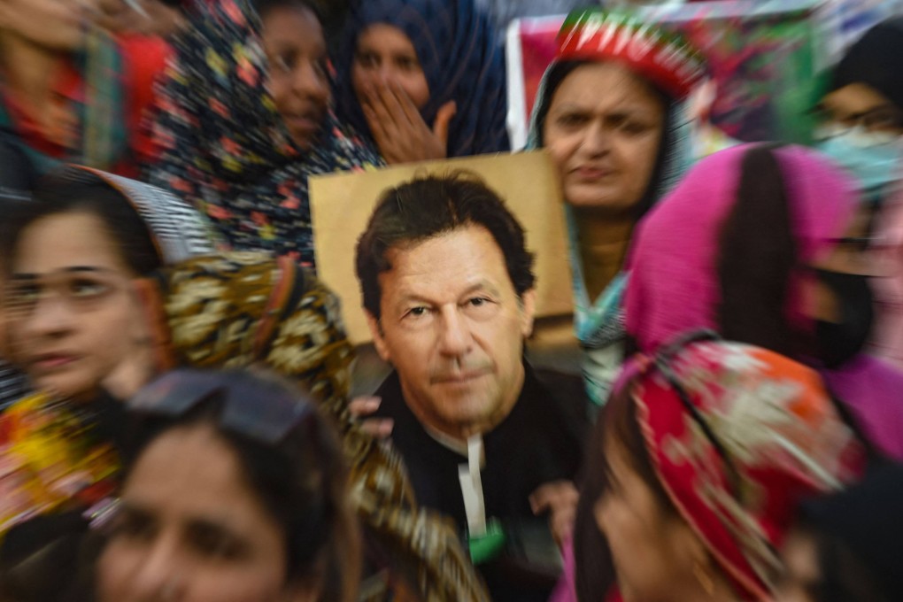 Supporters of Pakistan’s former prime minister Imran Khan gather during a protest in Karachi demanding the release of party workers from Pakistan Tehreek-e-Insaf who were arrested following clashes with police. Photo: AFP