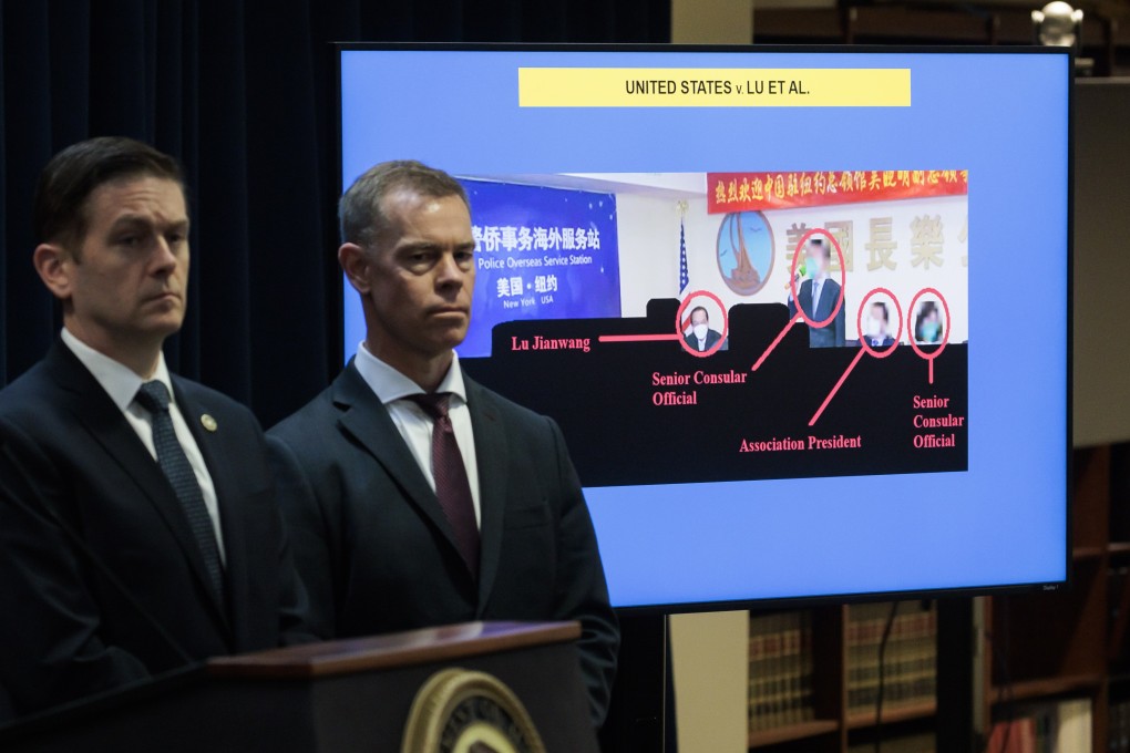 FBI officials attend an announcement in New York about charges against people suspected of working as Chinese agents in the US. Photo: EPA-EFE