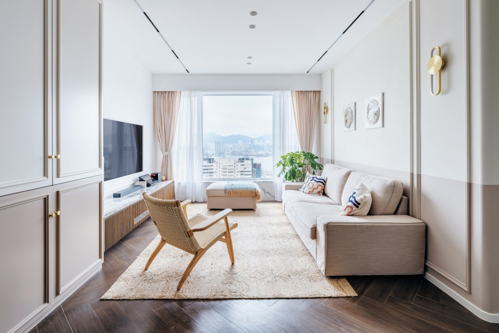 The living room of an apartment in Tin Hau, Hong Kong, that is home to a family of five. A designer demolished everything in the 50-year-old flat to create a home with mid-century modern vibes. Photo: Steven Ko