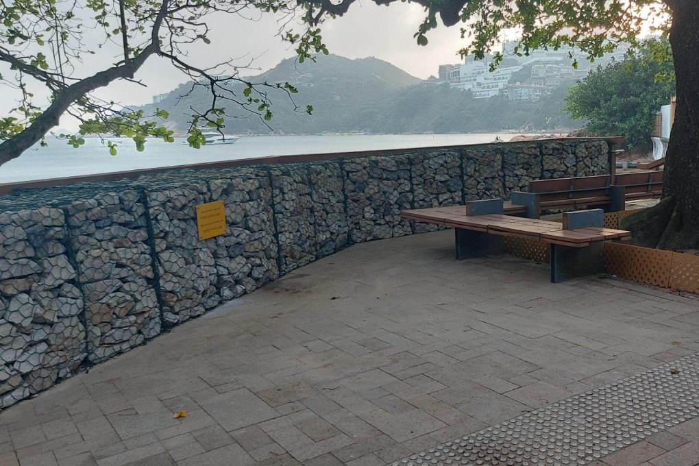 A wall has been erected near the “eight houses” in Stanley. Photo: Handout