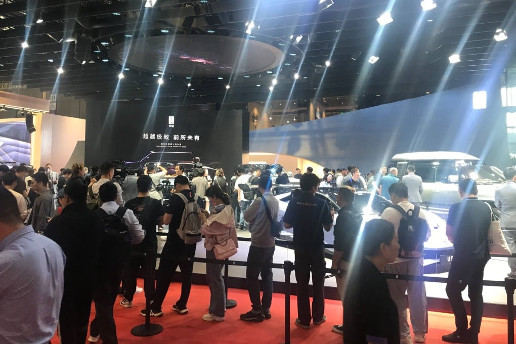 Visitors queued for up to 30 minutes to get close to BYD’s Yangwang U8 luxury SUV at the Shanghai Auto Show on April 19, 2023. Photo: Lilian Zhang